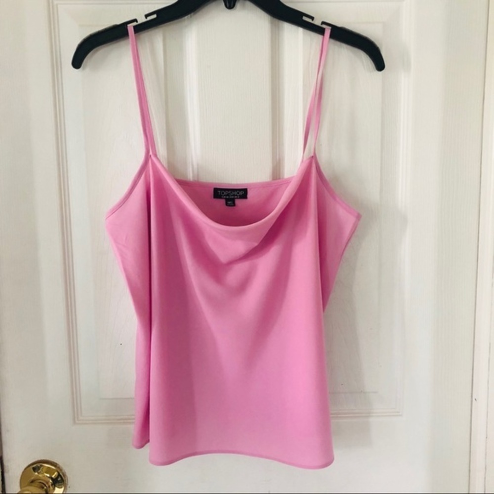 TOPSHOP lavender pastel drappy scoop neck spaghetti strap tank top blouse SZ 8